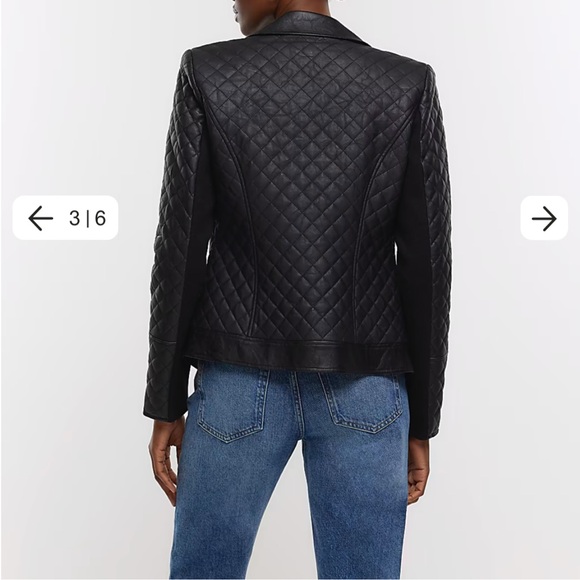 NWT Black Faux Leather Quilted Jacket - Picture 7 of 9